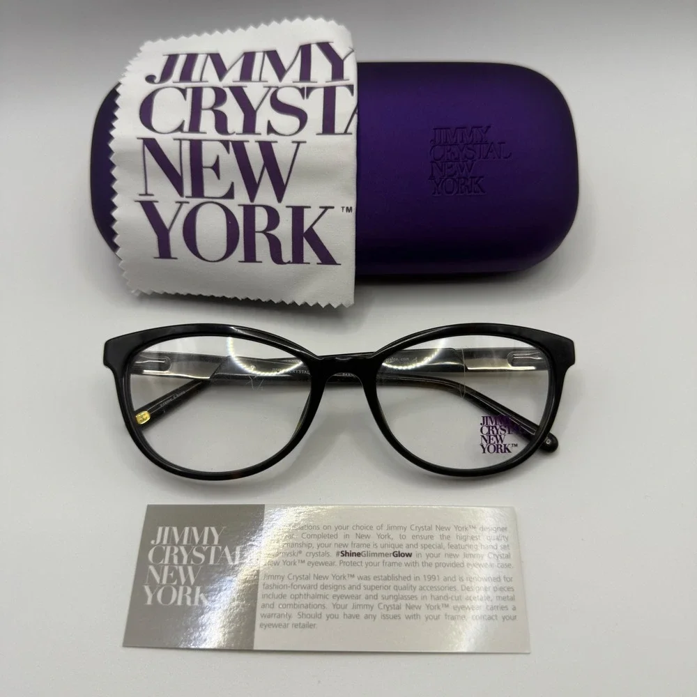 NEW JIMMY‎ CRYSTAL Parnassus Tortoise Womens Semi Cat Eye Eyeglasses 53-17-135